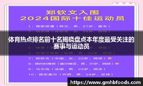 体育热点排名前十名揭晓盘点本年度最受关注的赛事与运动员